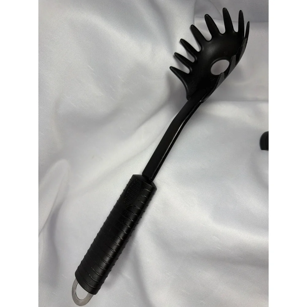 Kitchen Heat Resistant Nylon Spaghetti Server Pasta Fork Tool‎ Black Minimalist